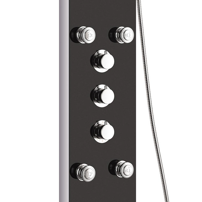Vesta Multi-Function Shower Tower Panel - Stainless Steel & Black Feature Large Image