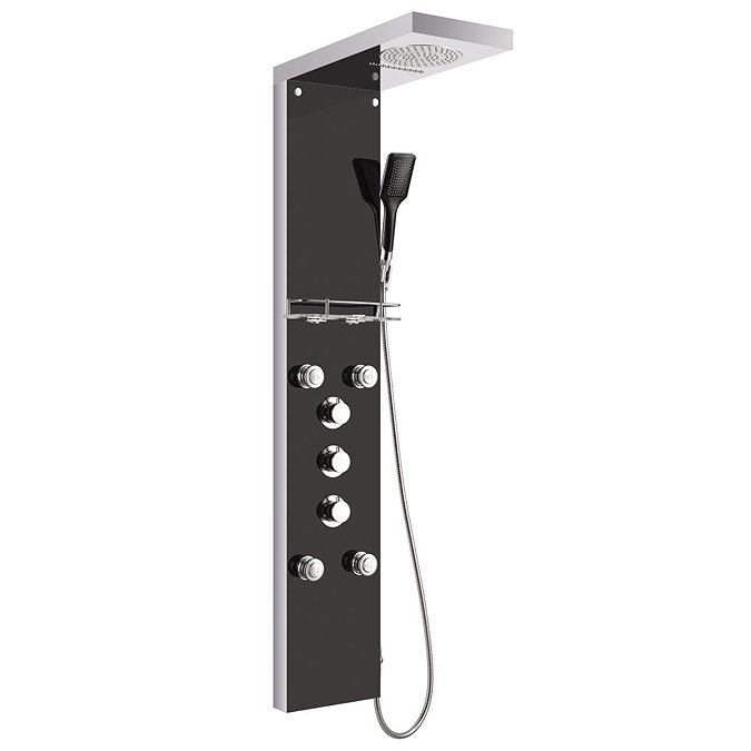 Vesta Multi-Function Shower Tower Panel - Stainless Steel & Black Large Image