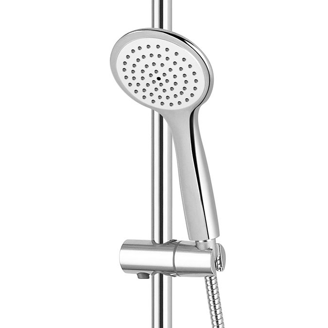 Vesta Thermostatic Shower with Bath Spout and Bluetooth Speaker - Chrome & White Profile Large Image