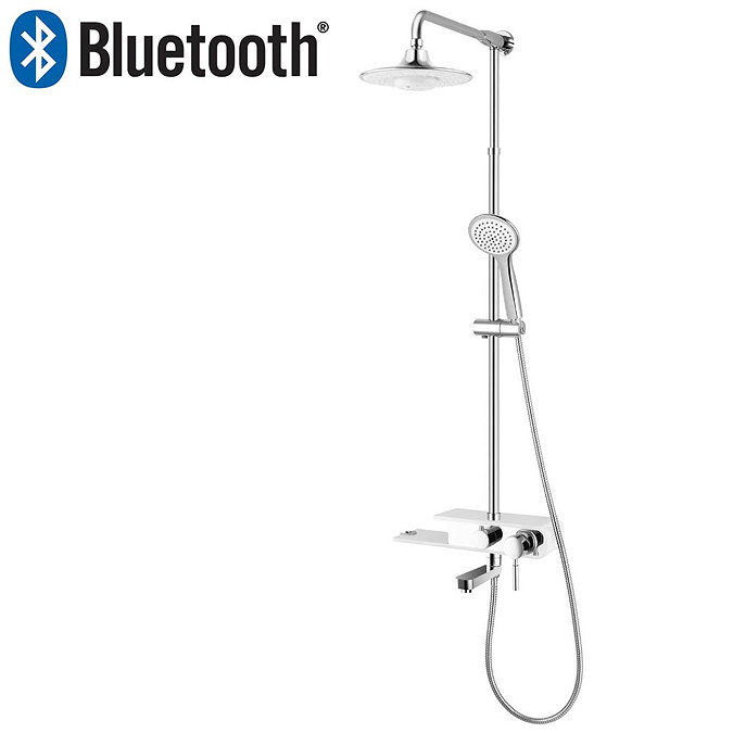 Vesta Shower with Bath Spout and Bluetooth Speaker - Chrome & White