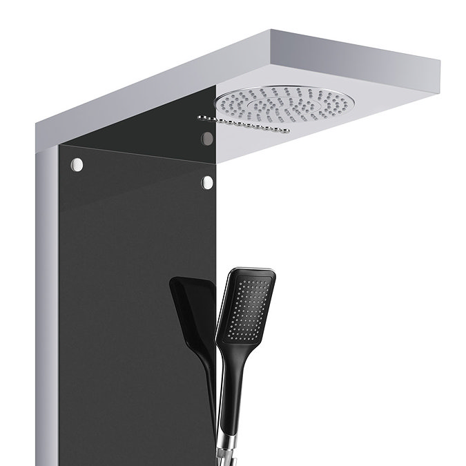 Vesta2 Multi-Function Shower Tower Panel - Stainless Steel & Black  Feature Large Image