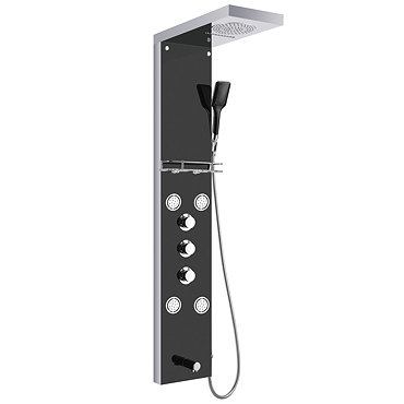 Vesta2 Multi-Function Shower Tower Panel - Stainless Steel & Black  Feature Large Image
