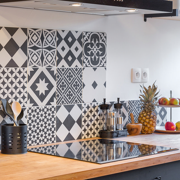Vibe Charcoal Grey Patterned Wall and Floor Tiles - 223 x 223mm  additional Large Image