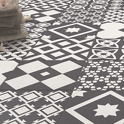 Vibe Charcoal Grey Patterned Wall and Floor Tiles - 223 x 223mm Large Image