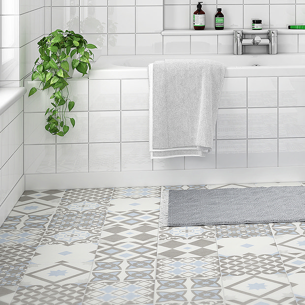 Vibe Light Blue Patterned Wall and Floor Tiles - 223 x 223mm  additional Large Image