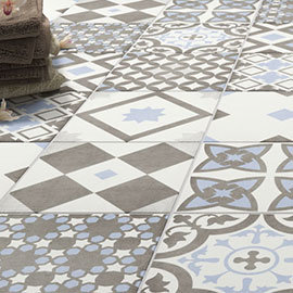 Vibe Light Blue Patterned Wall and Floor Tiles - 223 x 223mm Medium Image