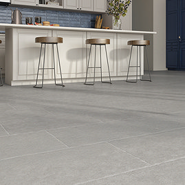 Vicoletto Grey Tumbled Edge Limestone Effect Indoor Floor Tiles - 600 x 900mm