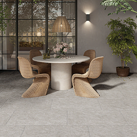Vicoletto Pearl Tumbled Edge Limestone Effect Outdoor Floor Tile - 605 x 905mm