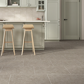 Vicoletto Taupe Tumbled Edge Limestone Effect Indoor Floor Tiles - 600 x 900mm