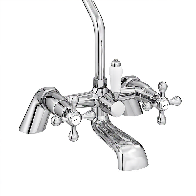 Victoria Bath Shower Mixer with Rigid Riser Kit & 5" Shower Head - Chrome