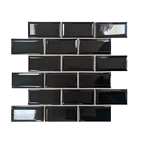 Victoria Black Mini Metro Mosaic Tile - 291 x 296mm