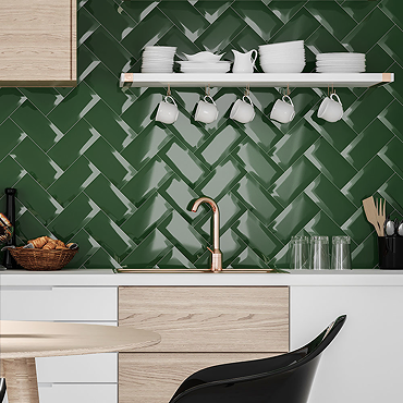 Victoria Metro Bevelled Forest Green Tiles 200 x 100mm