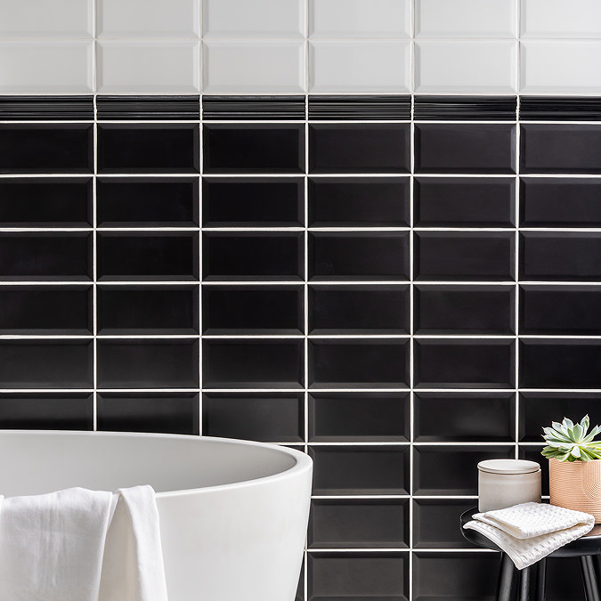 Victoria Metro Black Dado Border Wall Tile