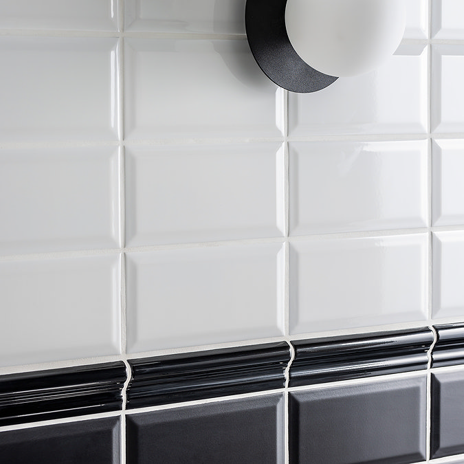 Victoria Metro Black Dado Border Wall Tile