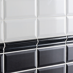 Victoria Metro Black Dado Border Wall Tile - 50 x 200mm