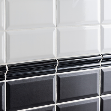 Victoria Metro Black Dado Border Wall Tile - 50 x 200mm