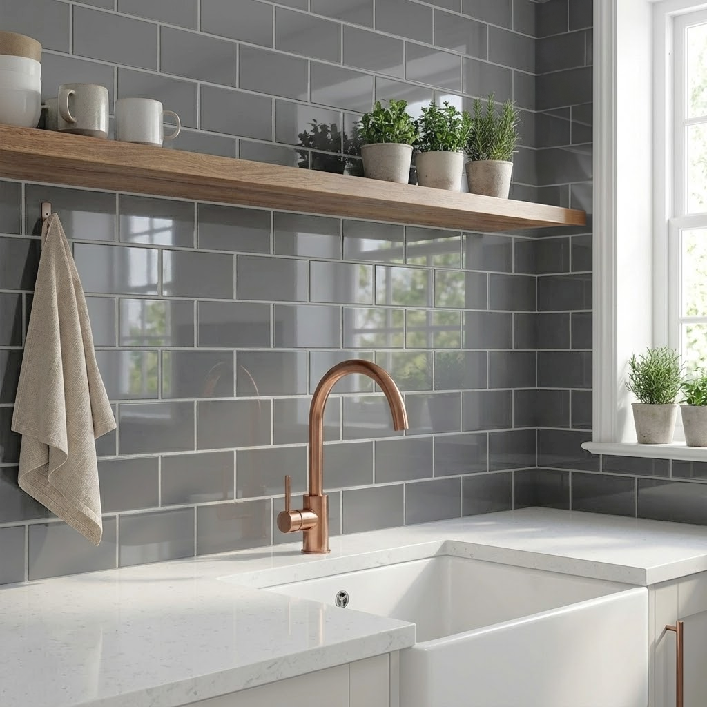 Victoria Metro Flat Wall Tiles - Dark Grey - 200 x 100mm