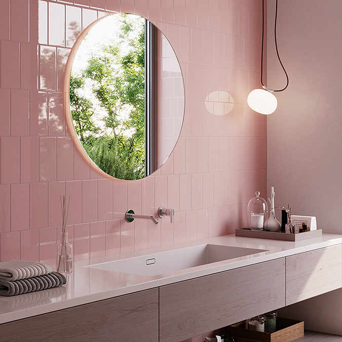 Victoria Metro Flat Gloss Pink Tiles - 200 x 100mm