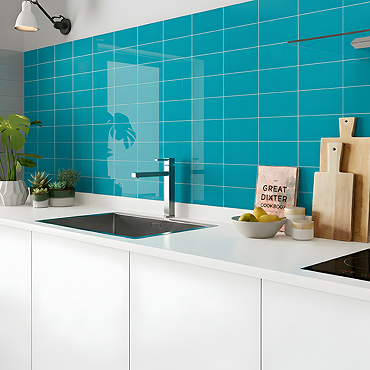 Victoria Metro Flat Wall Tiles - Aqua Blue - 200 x 100mm
