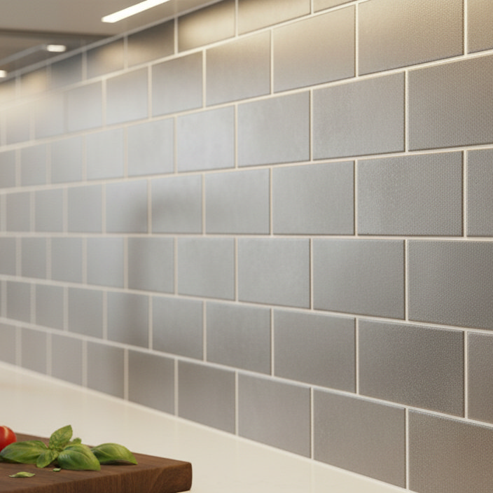 Victoria Metro Flat Wall Tiles - Metallic - 20 x 10cm