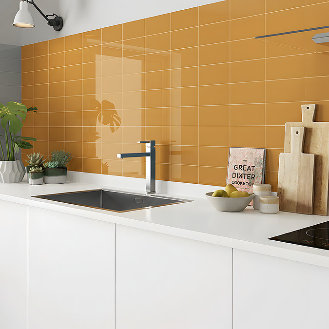 Victoria Metro Flat Wall Tiles - Yellow Ochre - 200 x 100mm