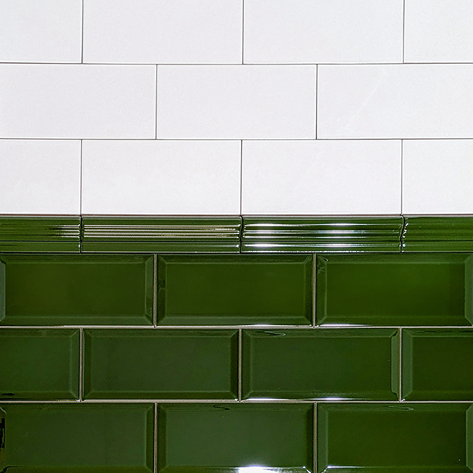 Victoria Metro Green Dado Border Wall Tile - 50 x 200mm