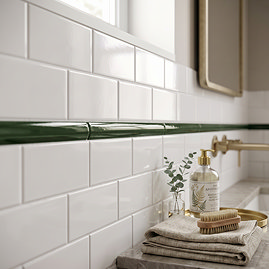 Victoria Metro Green Listello Border Trim Tile - 20 x 200mm