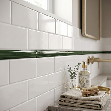 Victoria Metro Green Listello Border Trim Tile - 20 x 200mm