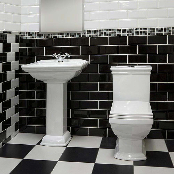 Victoria Mini Metro Wall Tiles - Gloss Black - 15 x 7.5cm Profile Large Image
