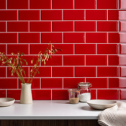 Victoria Metro Wall Tiles - Gloss Red - 20 x 10cm