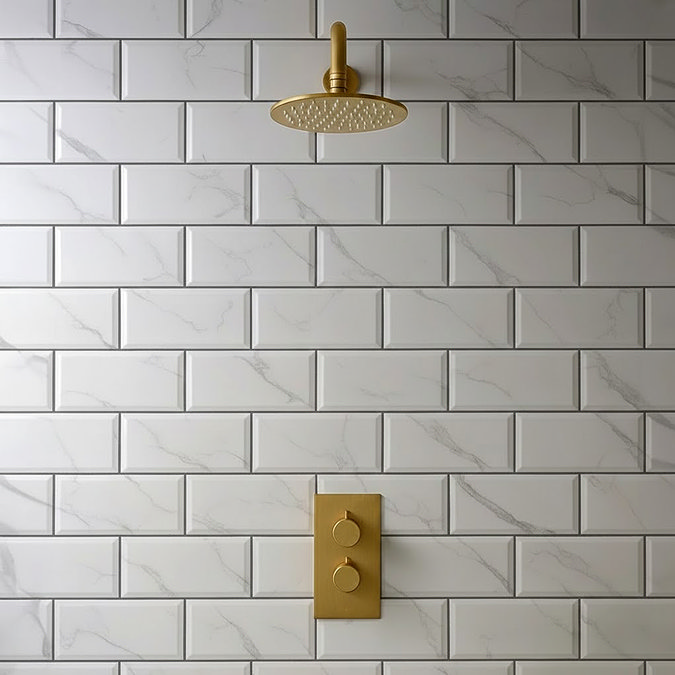 Victoria Metro Wall Tiles - White Marble Effect - 20 x 10cm