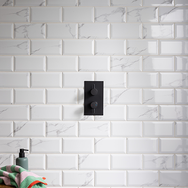 Victoria Metro Wall Tiles - White Marble Effect - 20 x 10cm