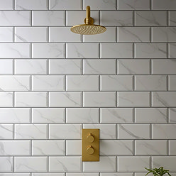 Victoria Metro Wall Tiles - White Marble Effect - 20 x 10cm