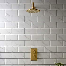 Victoria Metro Wall Tiles - White Marble Effect - 20 x 10cm