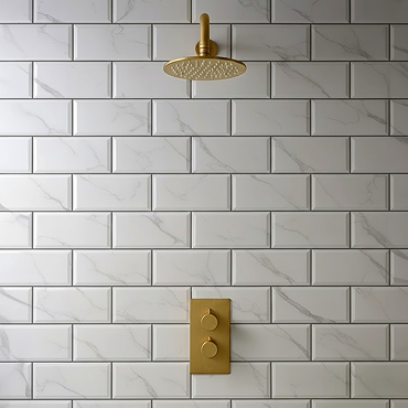 Victoria Metro Wall Tiles - White Marble Effect - 20 x 10cm Profile Large Image