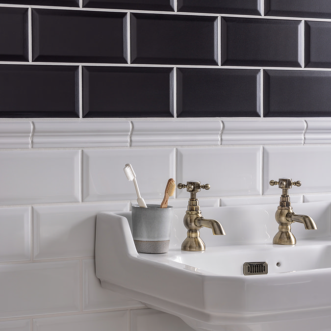 Victoria Metro White Dado Border Wall Tile - 50 x 200mm