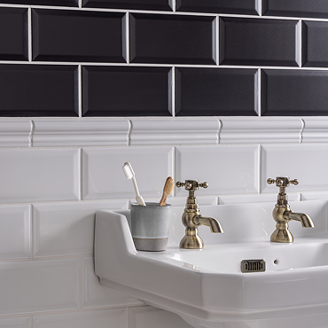 Victoria Metro White Dado Border Wall Tile - 50 x 200mm