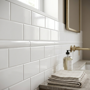 Victoria Metro White Listello Border Trim Tile - 20 x 200mm