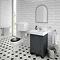 Victorian Chequered Gloss White Marble Effect Floor Tile - 600 x 600mm Profile Large Image