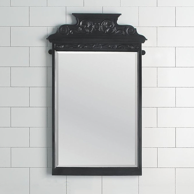 Victrion Traditional Black Aluminium Basin Wash Stand & Mirror Set Standard Large Image