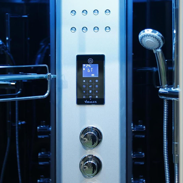 Vidalux Clearwater 1200 x 800 Black Frame Steam Shower