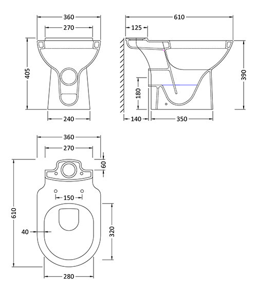 Vienna Short Projection Cloakroom Toilet with Slim Seat