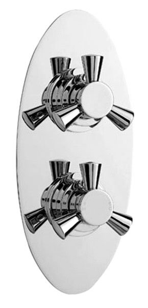 Vienna Thermostatic Twin Shower Valve with Built-in Diverter Oval Plate Large Image