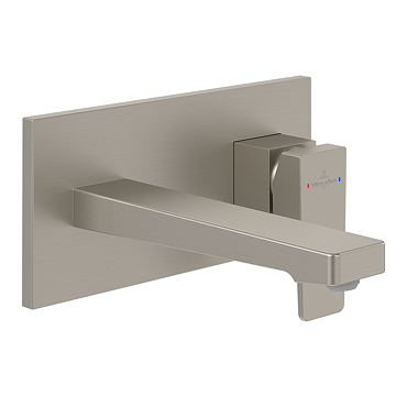 Villeroy and Boch Architectura Square Wall Mounted Single Lever Basin Mixer - Brushed Nickel Matt