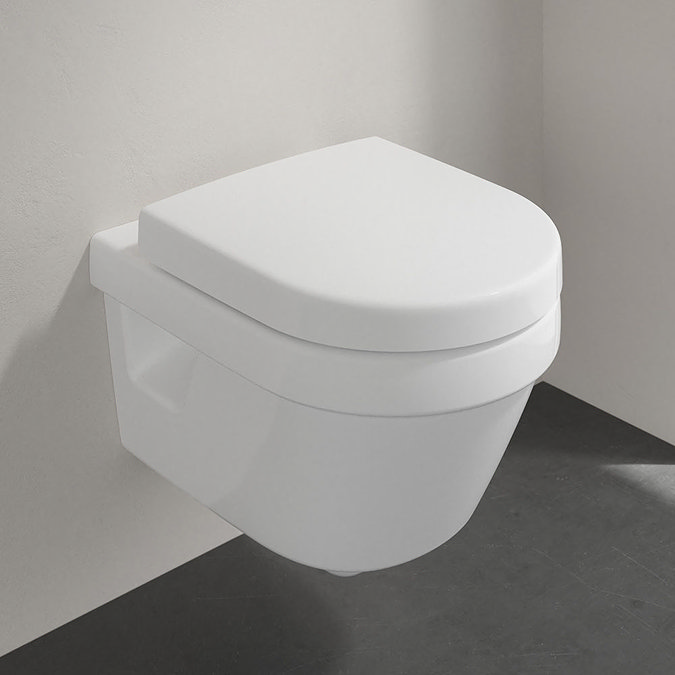 Villeroy &amp; Boch Architectura DirectFlush Rimless Wall Hung Toilet + Soft Close Seat - 4687HR01 L
