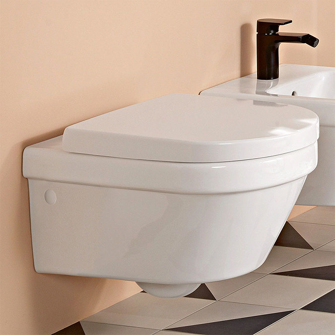 Villeroy and Boch Architectura DirectFlush Rimless Wall Hung Toilet + Soft Close Seat - 4694HR01 Lar