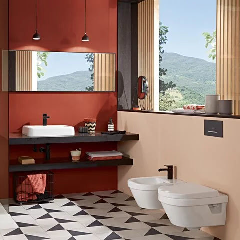 Villeroy and Boch Architectura Rimless Wall Hung Toilet + Seat  In Bathroom Large Image