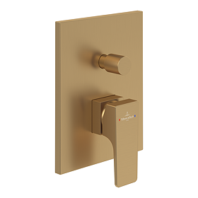 Villeroy and Boch Architectura Square Concealed Single Lever Bath Shower Mixer with Diverter - Brushed Gold