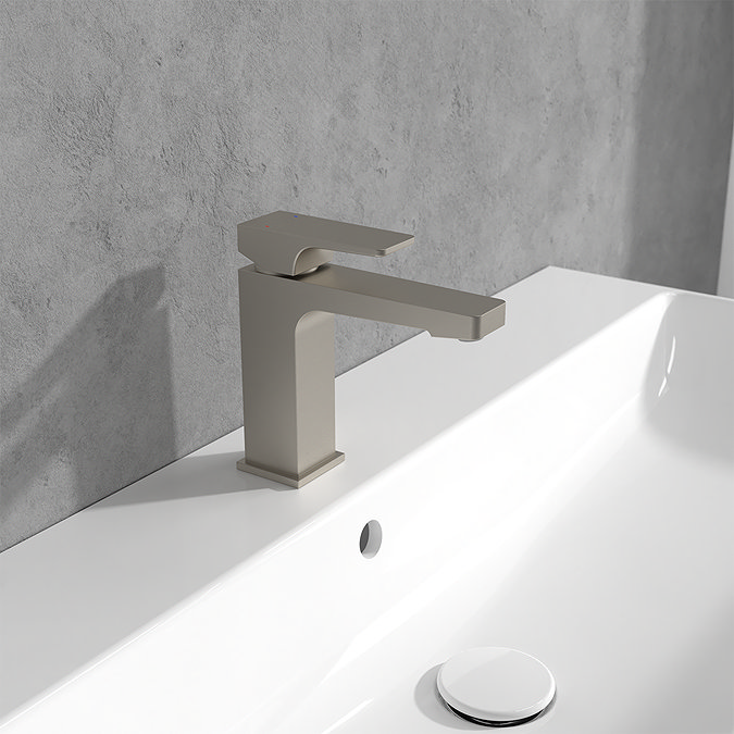 Villeroy and Boch Architectura Square Single Lever Basin Mixer with Pop-up Waste - Brushed Nickel Matt