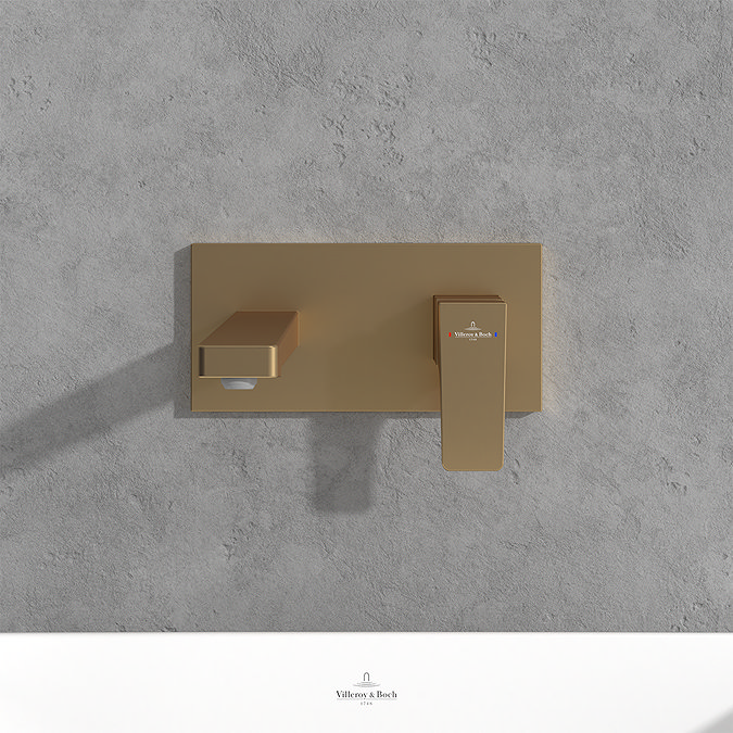 Villeroy and Boch Architectura Square Wall Mounted Single Lever Basin Mixer - Brushed Gold